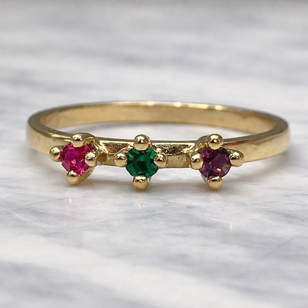 Vintage Sample Ring Gold Plated Brass Size 7 Birthstone Style